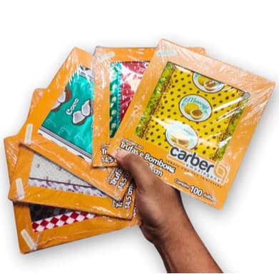 Embalagem para Trufa Carber 14,5x15,5cm 100 Folhas Brilho Alta Qualidade