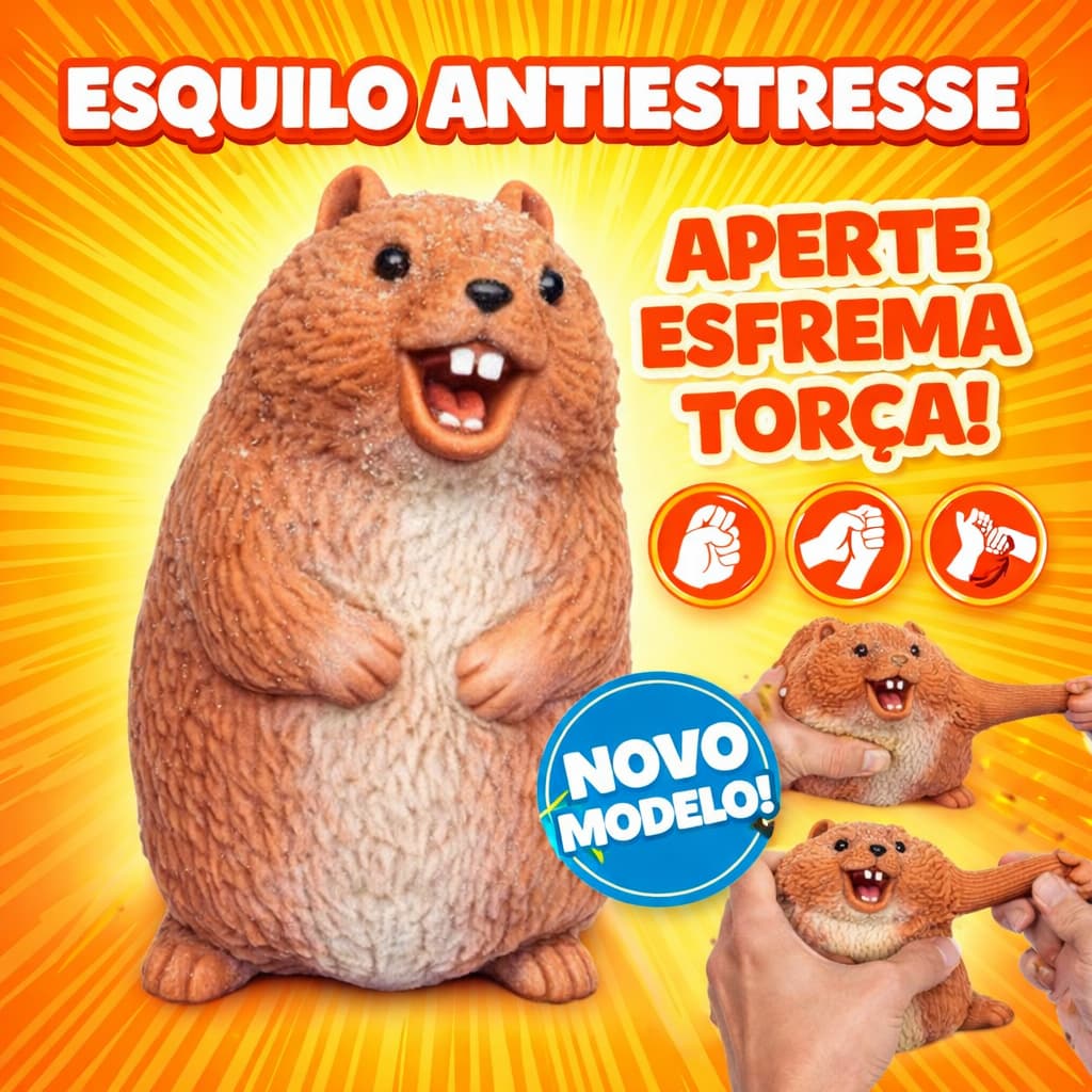 Brinquedo Esquilo Estica e esmaga Divertida Indestrutivel Aperta Joys Toy alívio de estresse