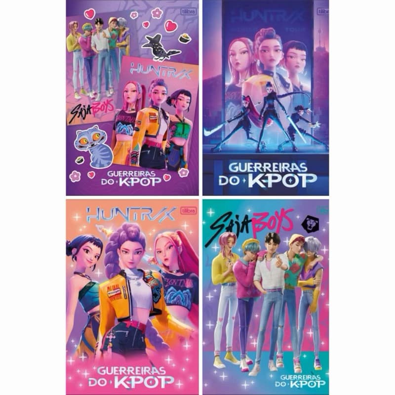 Caderno Brochura Grande Guerreiras Do K-Pop 80 Folhas Com Adesivo