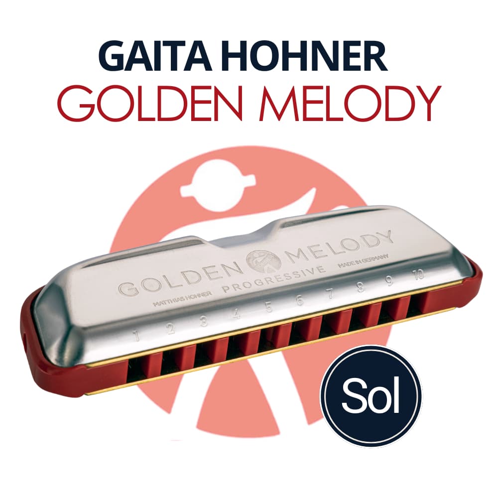 Gaita Harmónica Golden Melody em G (Sol) 542/20 Diatônica Gaita de Boca Profissional Gaita Hohner