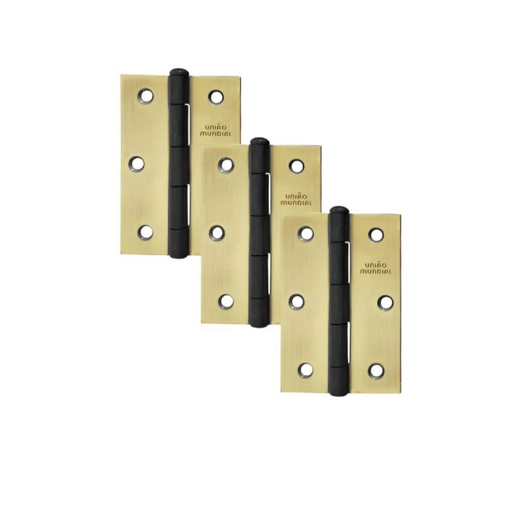 Kit Completo 3 Dobradiças 3.1/2 Para Porta + Parafusos