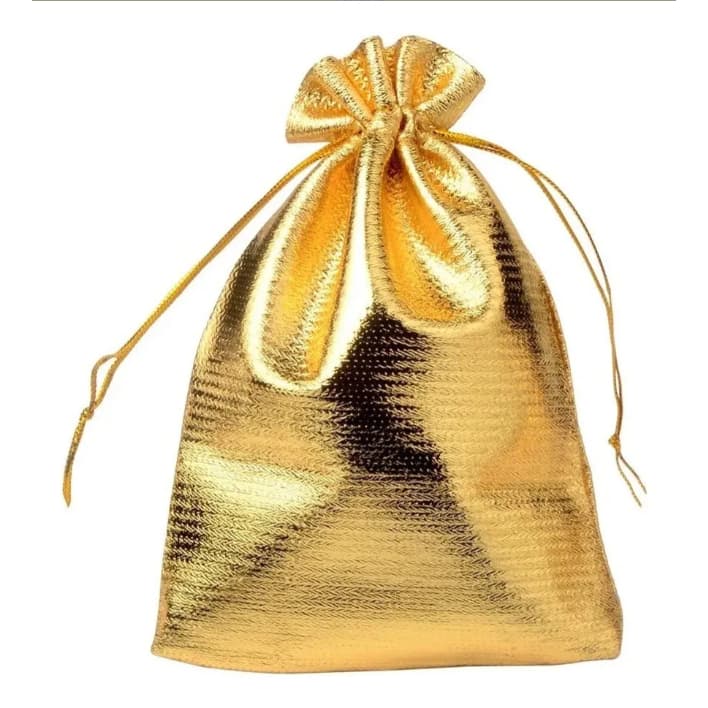 50 Uni. Saquinhos Metalizado 7x9cm Joias E Biju Lame Dourado