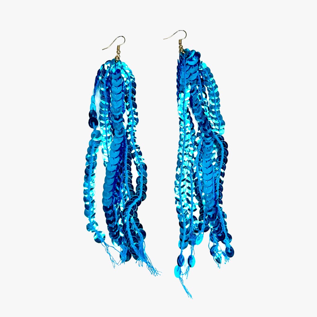 Brinco Carnaval Brilho Paetê Fitas Coloridas Divertido Maxi Brincos Femininos
