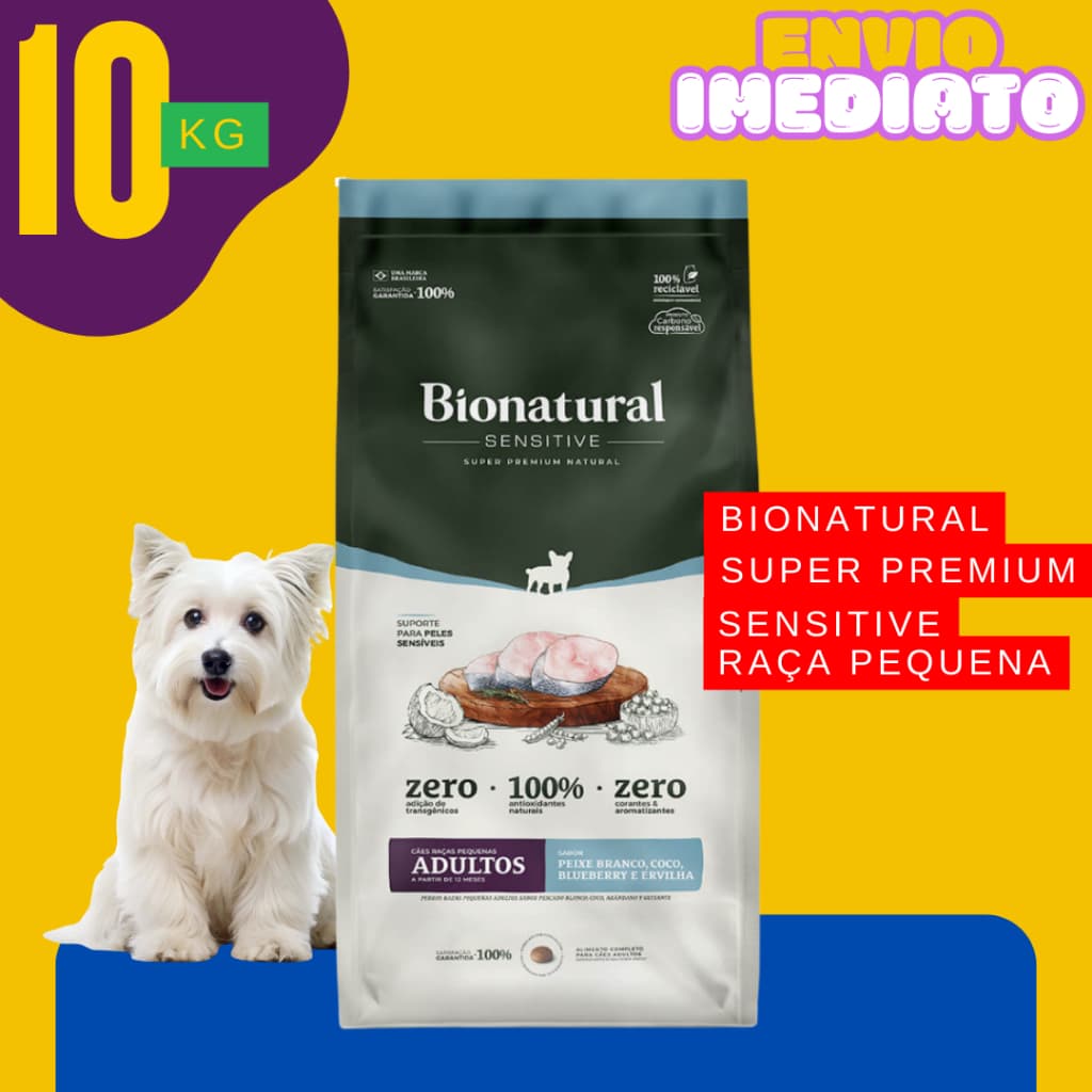 Ração Natural Para Cachorro Pequeno Sensível 10kg Peixe Sem Transgênicos - Envio Imediato