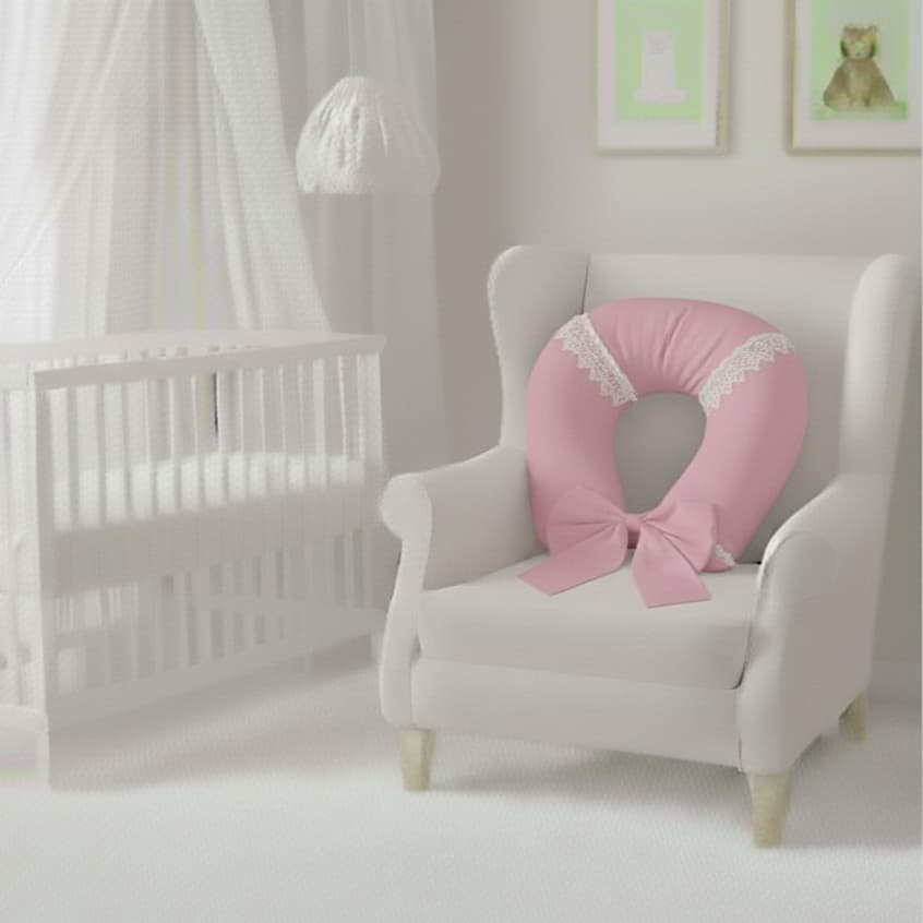 Almofada Amamentação 55x58cm Detalhe de Grippir e Amarração - Percal Super Macio