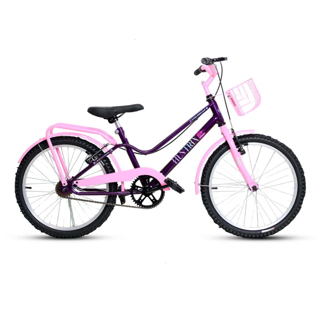 Bicicleta Infantil Aro 24 Feminina Tipo Huntrix Violeta Guerreiras K-pop Xtbk Cestinha E Bagageiro