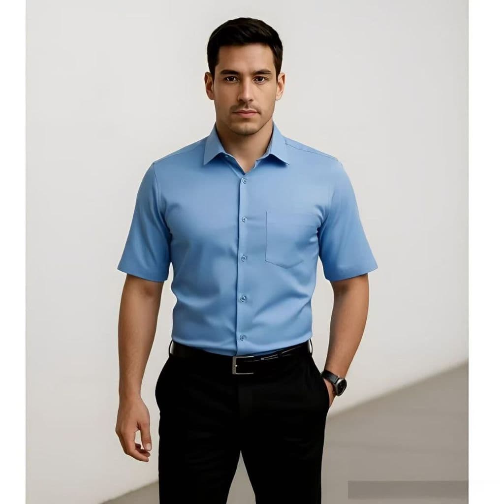 Camisa Social Manga curta com bolso,100% Microfibra,Não amassa,não precisa passar a ferro e é fresco para usar no verão