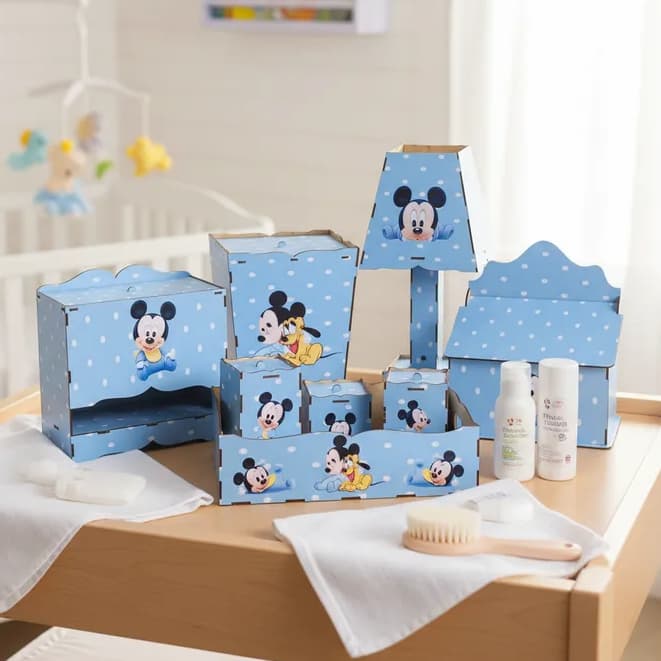 Kit Higiene Bebê Mickey Minnie - Adesivado Presente Infantil Menino Menina