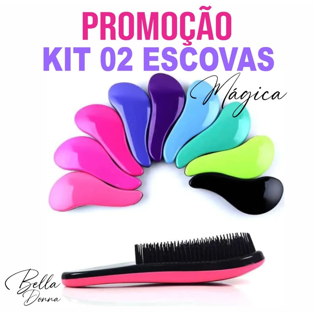 Kit 2 Escovas Mágica para cabelos.