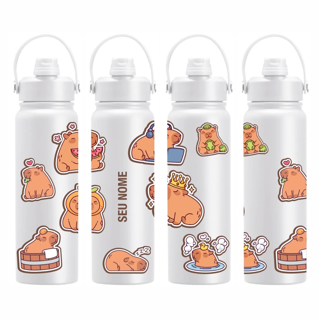 Garrafa Térmica Personalizada 800ml Nome Tema Capivara