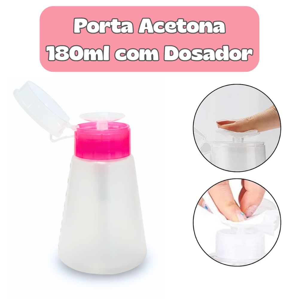 Porta Acetona Dosador 180ml Pump Profissional - Não Vaza Economico