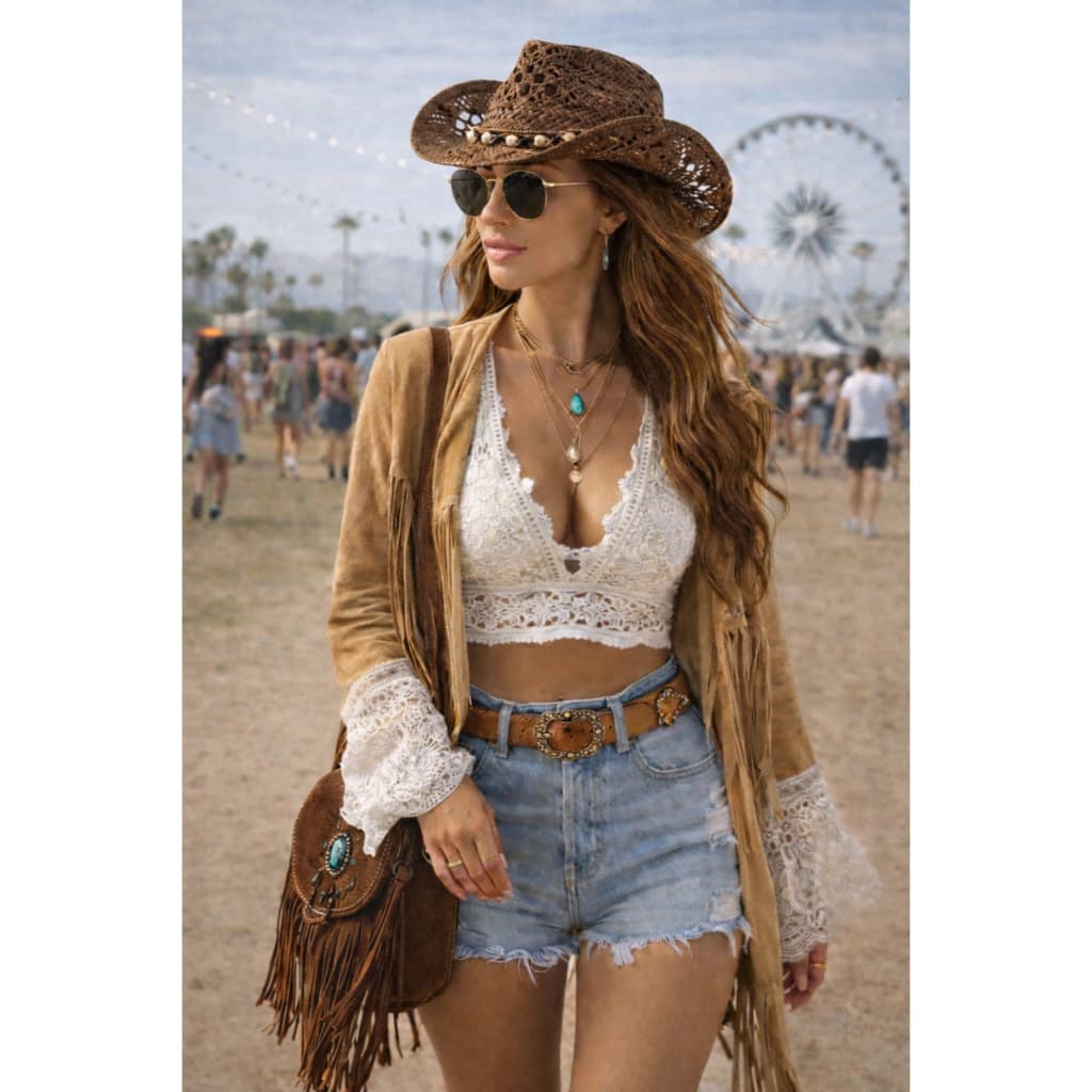 Chapéu De Palha Cowgirl Vaqueira Com Recorte Vazado Virgínia