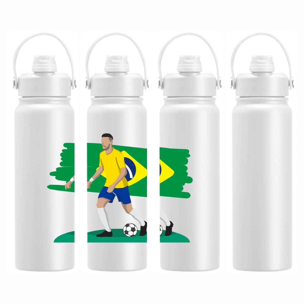 Garrafa Térmica Personalizada 800ml Tema Jogador Brasil