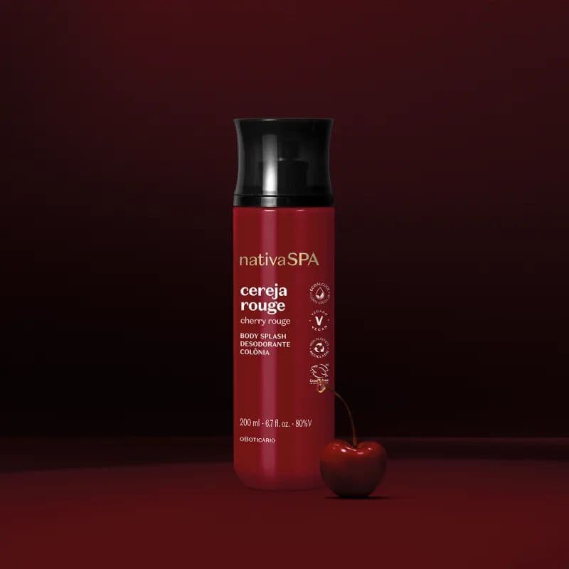 Body Splash Nativa SPA Cereja Rouge 100ml: Tamanho perfeito para levar na bolsa e retocar o brilho.