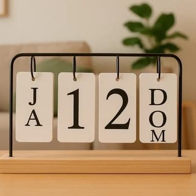 Calendário de Mesa Decorativo com Plaquinhas Personalizáveis para Dias e Meses