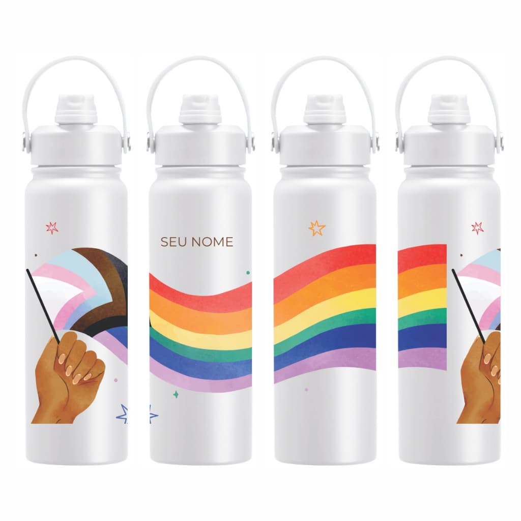 Garrafa Térmica Personalizada 800ml Nome Tema LGBT