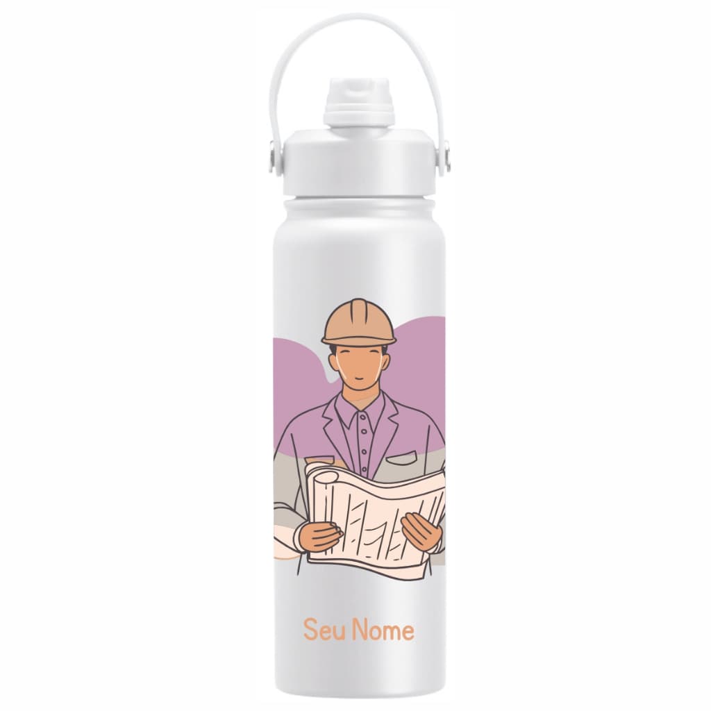 Garrafa Térmica Personalizada 800ml Nome Tema Profissão Arquiteto