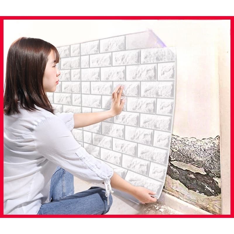 Kit 150 Placas 3D Tijolo Branco Adesivo Autocolante Decoração - Envio Rápido
