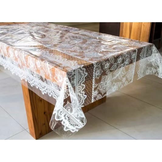 Forro de Mesa Impermeável Toalha de Mesa Cristal Estampada por Metro Plástico 4,6,8,10 cadeiras