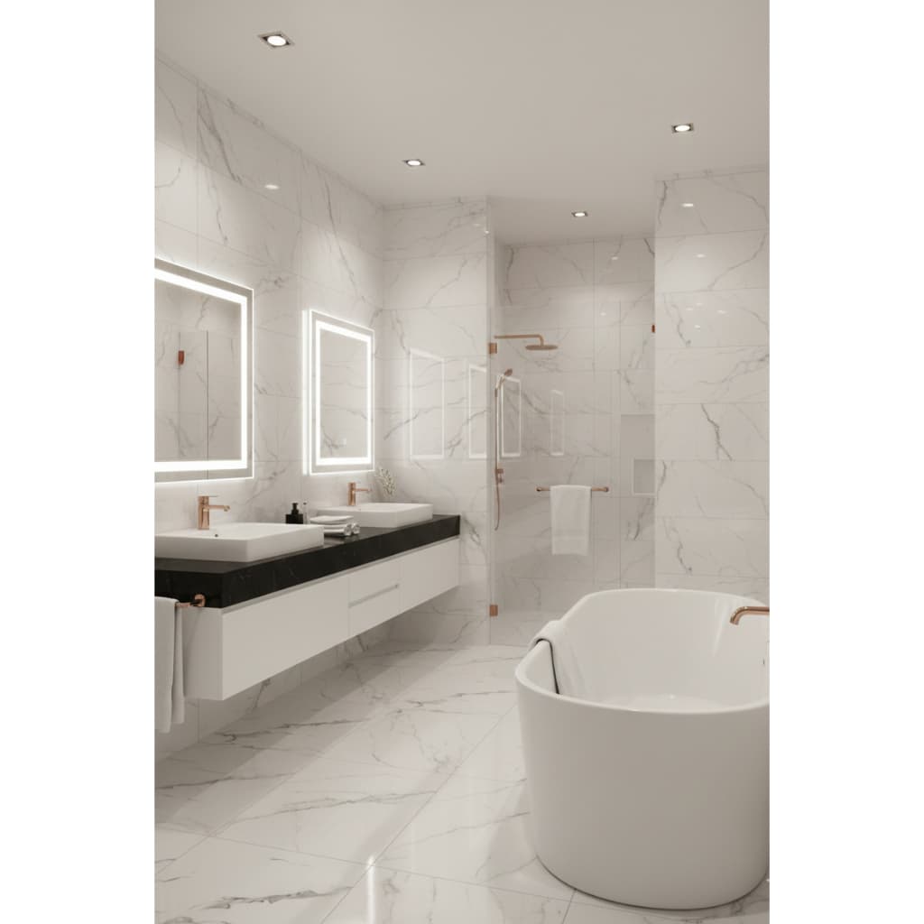 Revestimento Adesivo Mármore Branco  Detalhes cinza Preto  Detalhes Brancos 30cmx60cm  Kit 10 Peças