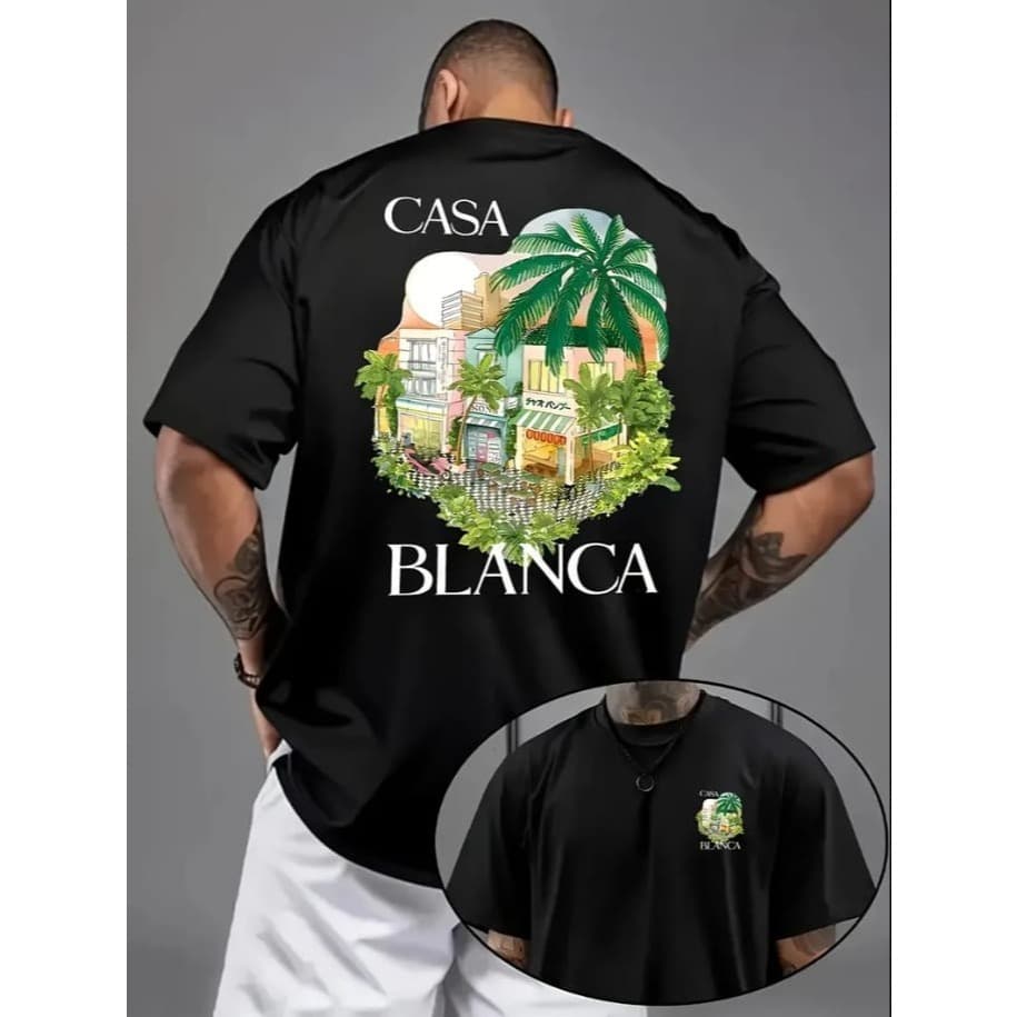 Camiseta Básica Algodão Camisa Masculina Unissex Regular Casa Blanca