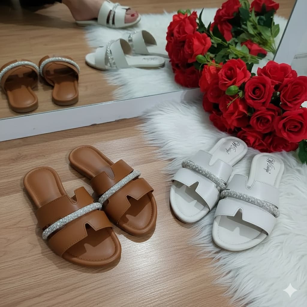 Kit 2 Sandalias Rasteirinha Basicas Mas Chic para Lindas Mulheres - H Aga Strass