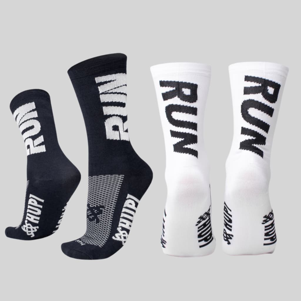 Kit 2 Pares De Meia Hupi Corrida Run Cano Médio Compressão Anti Bolha Respirável Unissex 1 Par