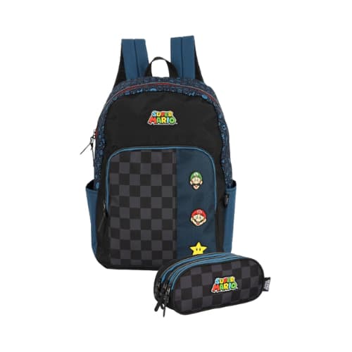 Kit Mochila Costas Super Mario Escolar Luxcel Reforçada Resistentr