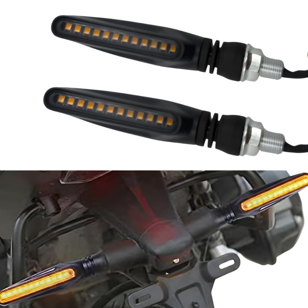 Par de Pisca LED Slim Palito Sequencial Preto Universal para Moto — Seta Esportiva 12V Honda  Yamaha