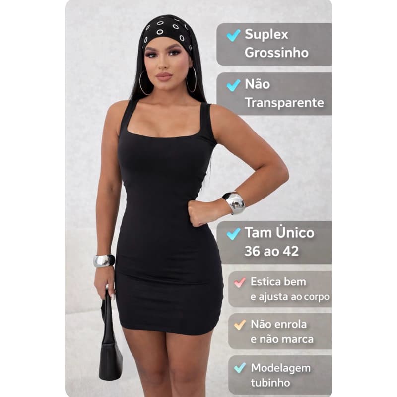 Vestido Tubinho Suplex Feminino | Básico Gringa |  Tam Único 36 ao 40