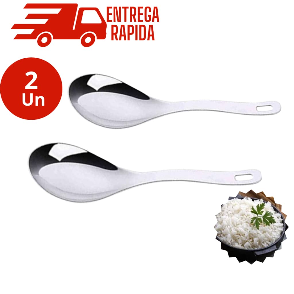 Kit 2 Colher Servir Arroz Média 23 cm Aço Inox Premium Multiuso  Utensílios de Cozinha