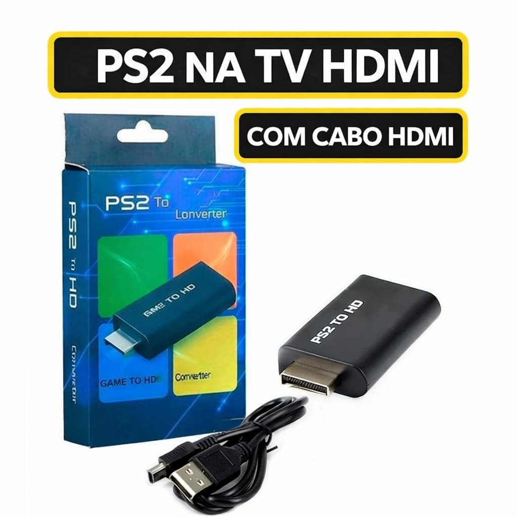 Adaptador HDMI PS2 Conversor PS2 para HDMI com Cabo HDMI