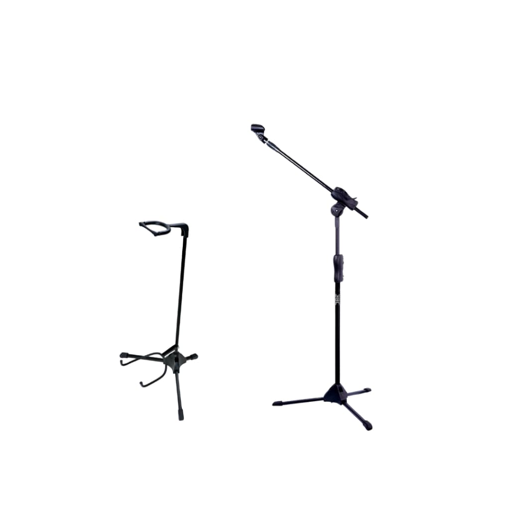 Kit Pedestal de Microfone com Cachimbo + Suporte Para Violão Ibox