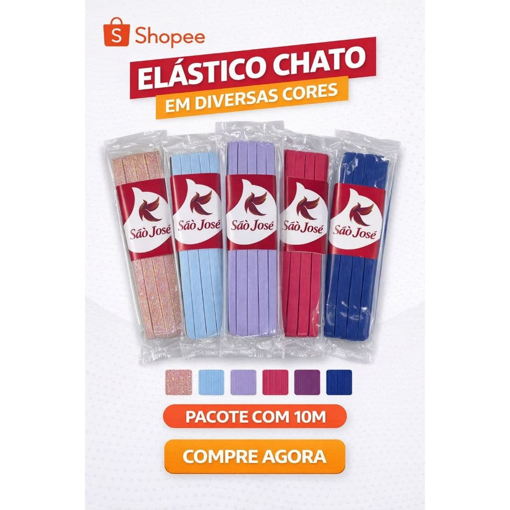 Elástico Chato São José 7mm - 10M