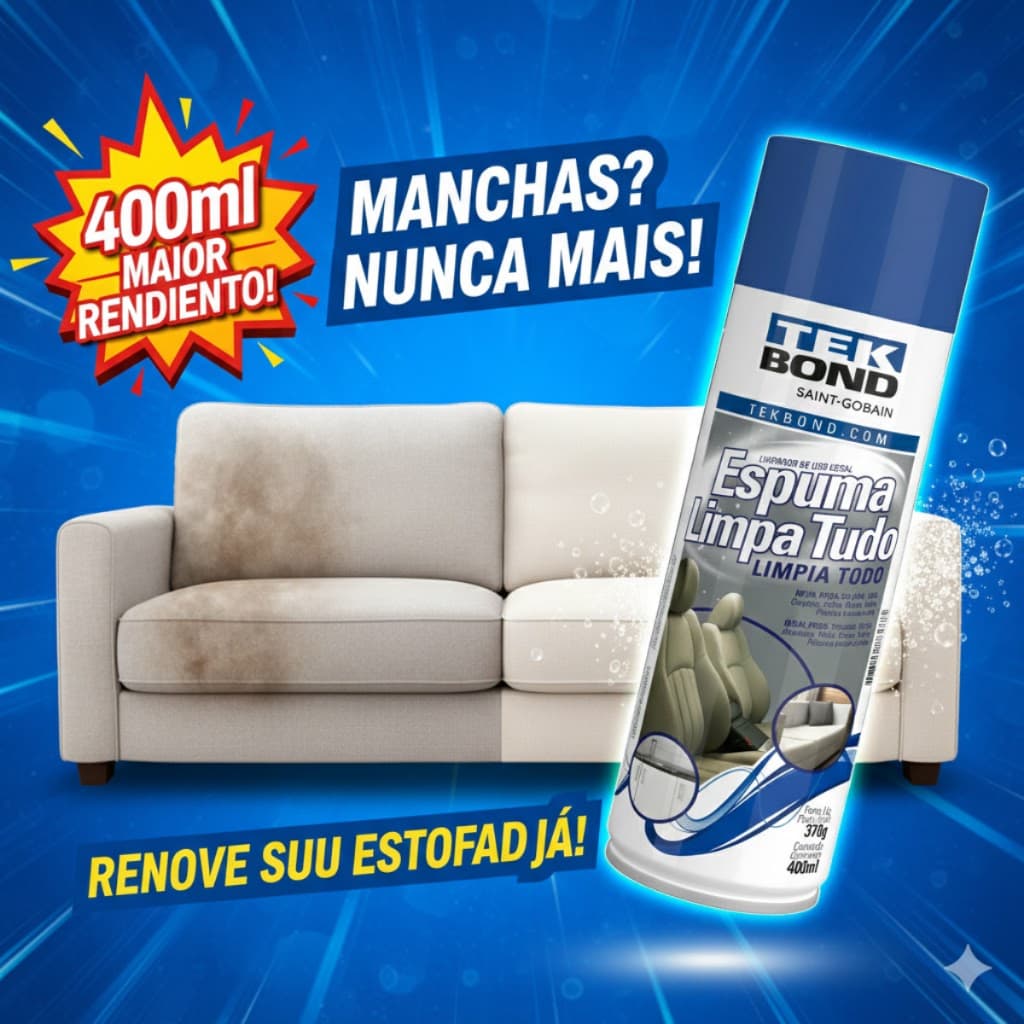 Limpador Estofados Espuma Mágica a Seco Tekbond Sofá Tapete Teto de Carro Protetor de Tecidos
