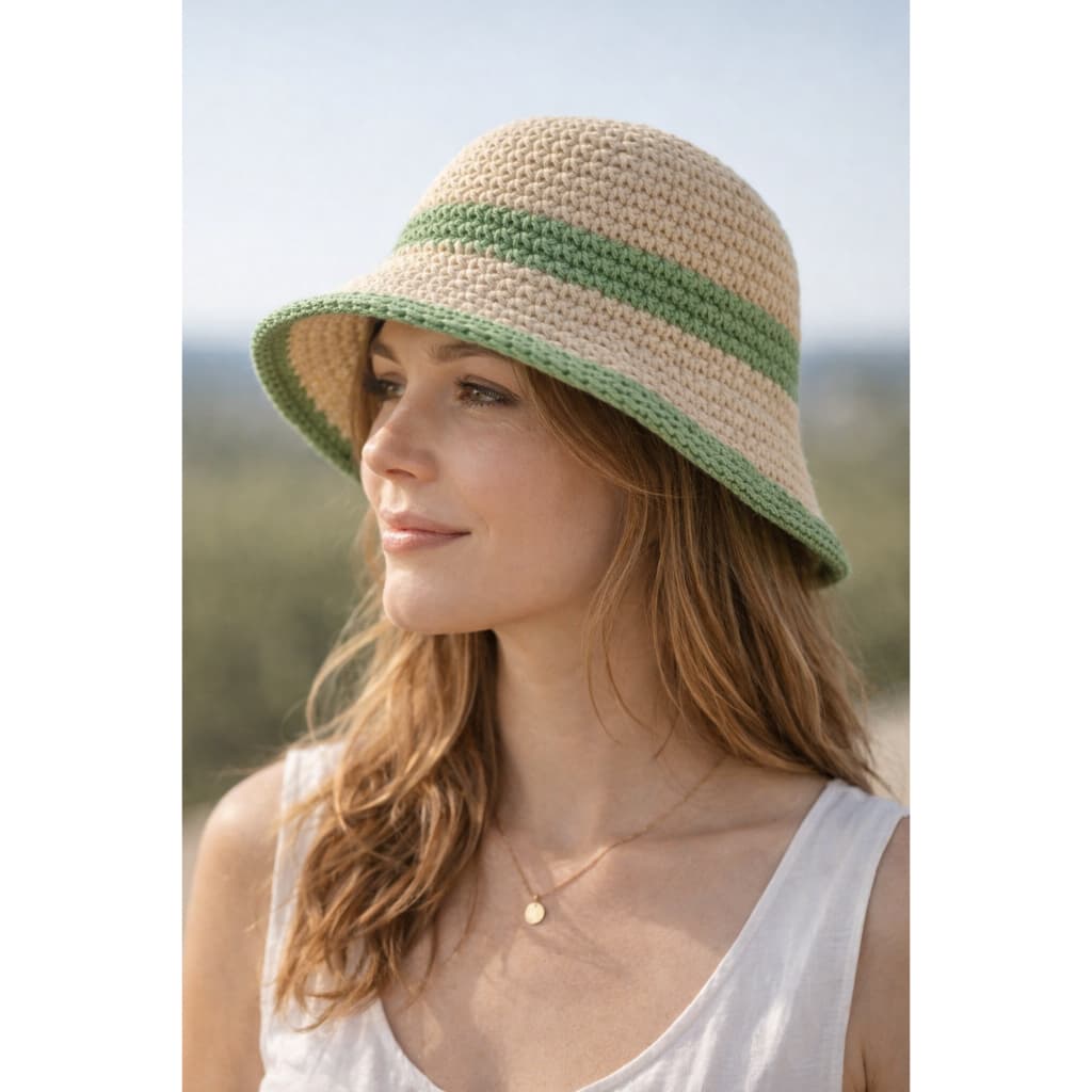 Bucket De Croche Dobrável Maleável Listrado Zra