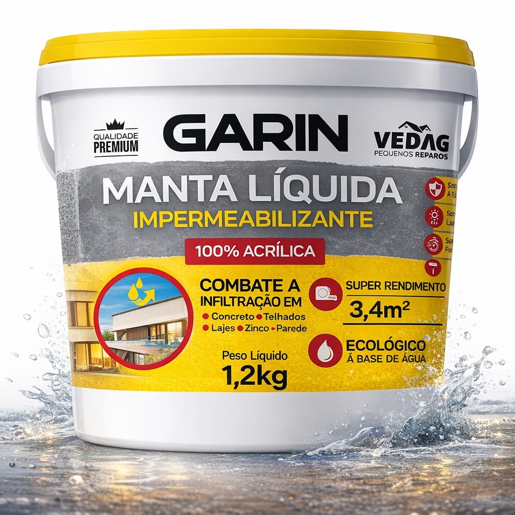 Manta Líquida Emborrachada Impermeabilizante Garin 1,2kg ou 3,6kg