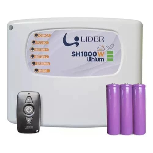 Eletrificador Central Choque Alarme Wifi SH1800W Lithium + Bateria Lithium 127/220v
