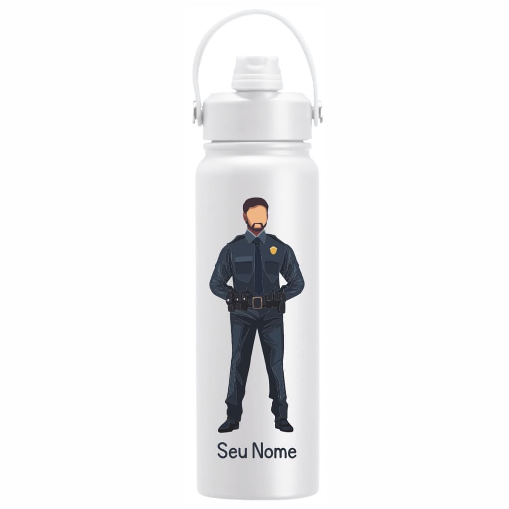 Garrafa Térmica Personalizada 800ml Nome Tema Profissão Policial