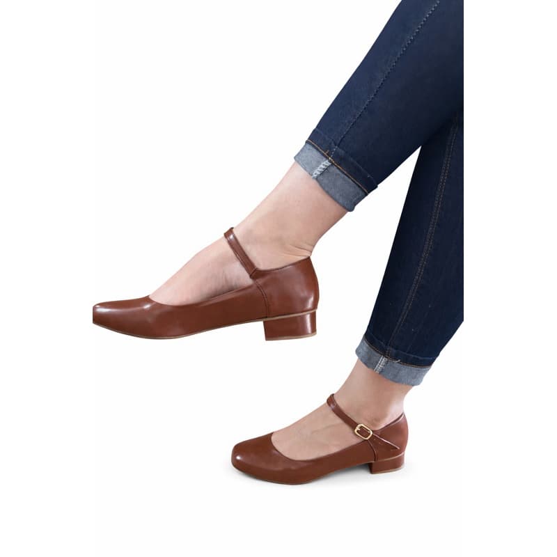 Sapatilha Boneca Mary Jane caramelo salto 3 cm confort otiginal