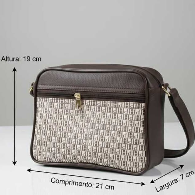 Bolsa de Ombro Feminina Casual Elegante – Couro Sintético Texturizado Premium com Zíper Dourado, Alça Ajustável e Desi