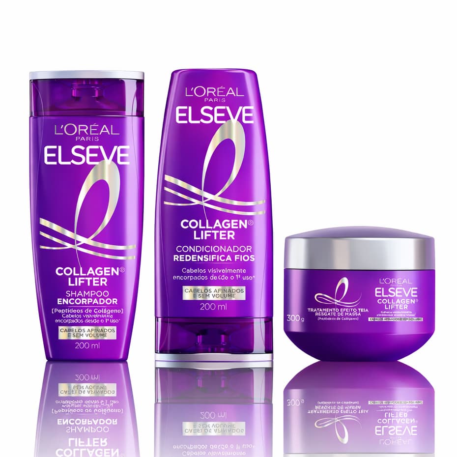 Kit Elseve Collagen Lifter Colágeno Encorpador Shampoo Condicionador 200ml + Máscara Efeito Teia