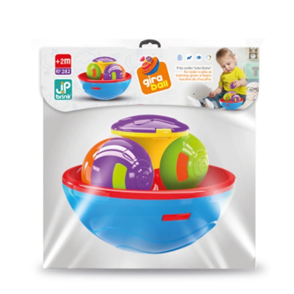 Chocalho Brinquedo Infantil Didático Pião Gira Ball P/ Bebês