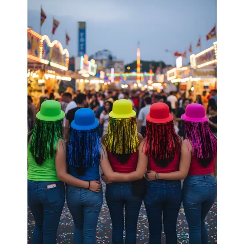 Kit com 12 Chapéu Malandro Neon Sortido Balada Casamento Festa Panamá rave fitilho cabelo peruca