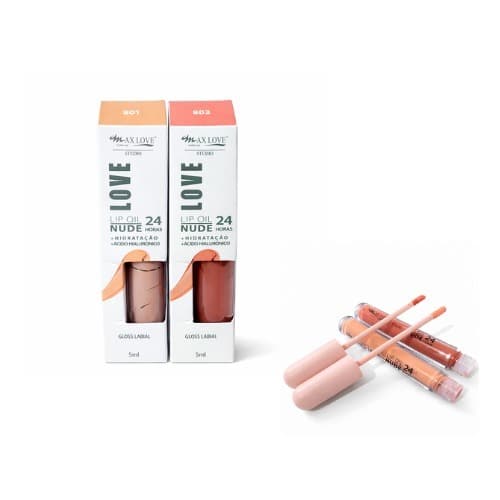 Lip Oil Max Love Nude Rosas 24h – Gloss Labial Hidratante com Ácido Hialurônico 5ml