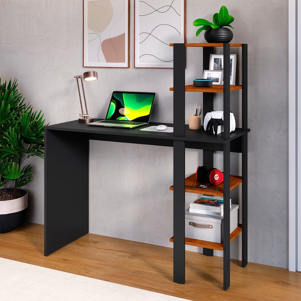 Escritório mesa Home Office Zorzi com Prateleiras Reversíveis Escrivaninha para Computador e Notebook Moderna eFuncional