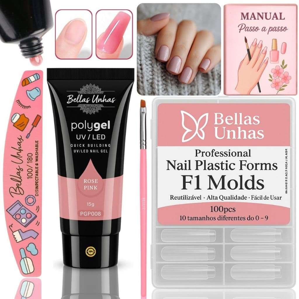 Kit Polygel 30g  Poligel Alongamento de Unha Molde F1 Unhas Super Promoção - ENVIO IMEDIATO