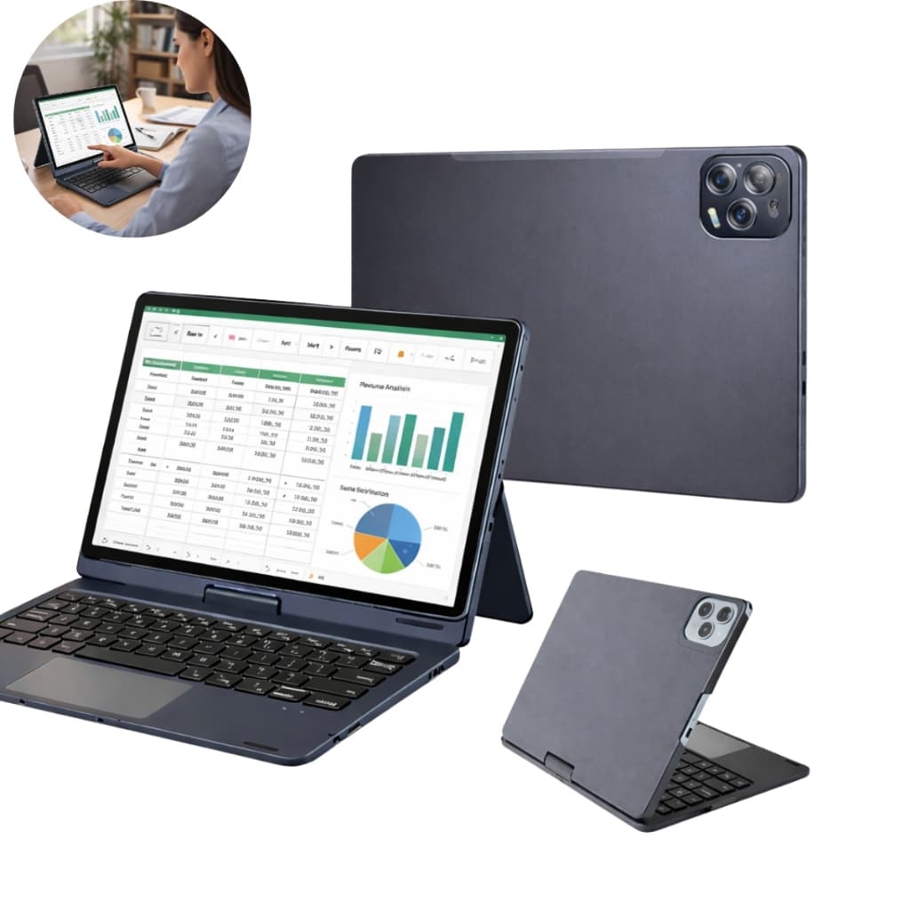 Tablet 11 Polegadas FHD Android 14 256GB 8GB RAM 4G Wi-Fi Tela Giratória 360° + Teclado