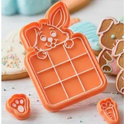 Cortador de Biscoito Jogo da Velha Coelho Kit Páscoa Infantil