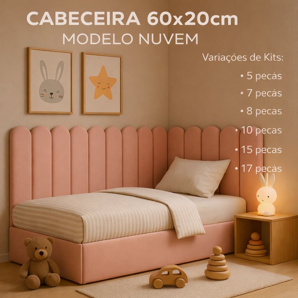 kit de cabeceiras nuvem 60x20 auto colante cama Box Casal Queem King Solteiro